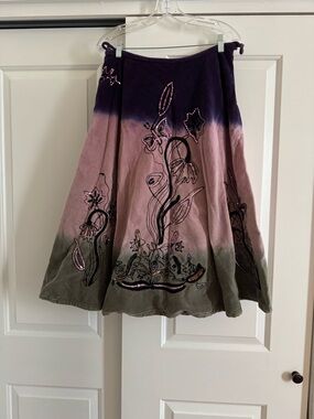 vintage Carlie's Court mid-calf velvet skirt gradient ombre sequins, size 12